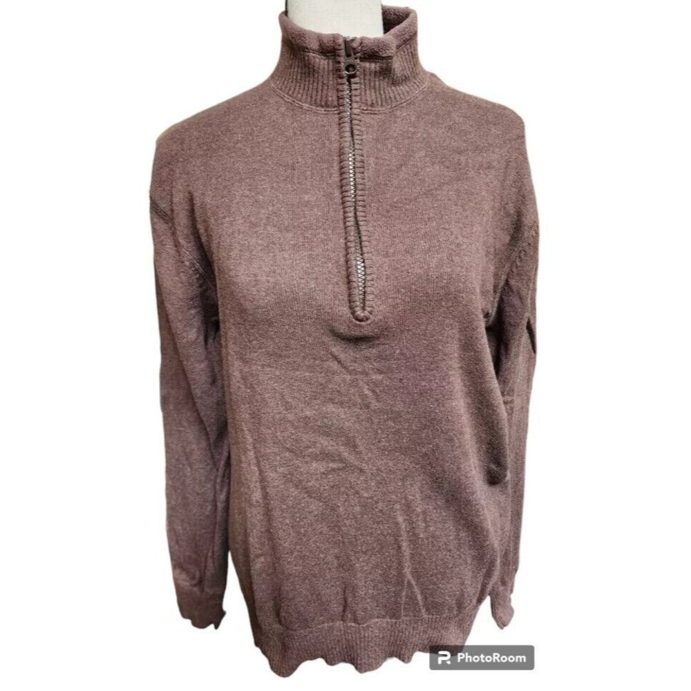 Woolrich Mens Sweater Size Small Brown 1/4 Zip - Picture 2 of 9